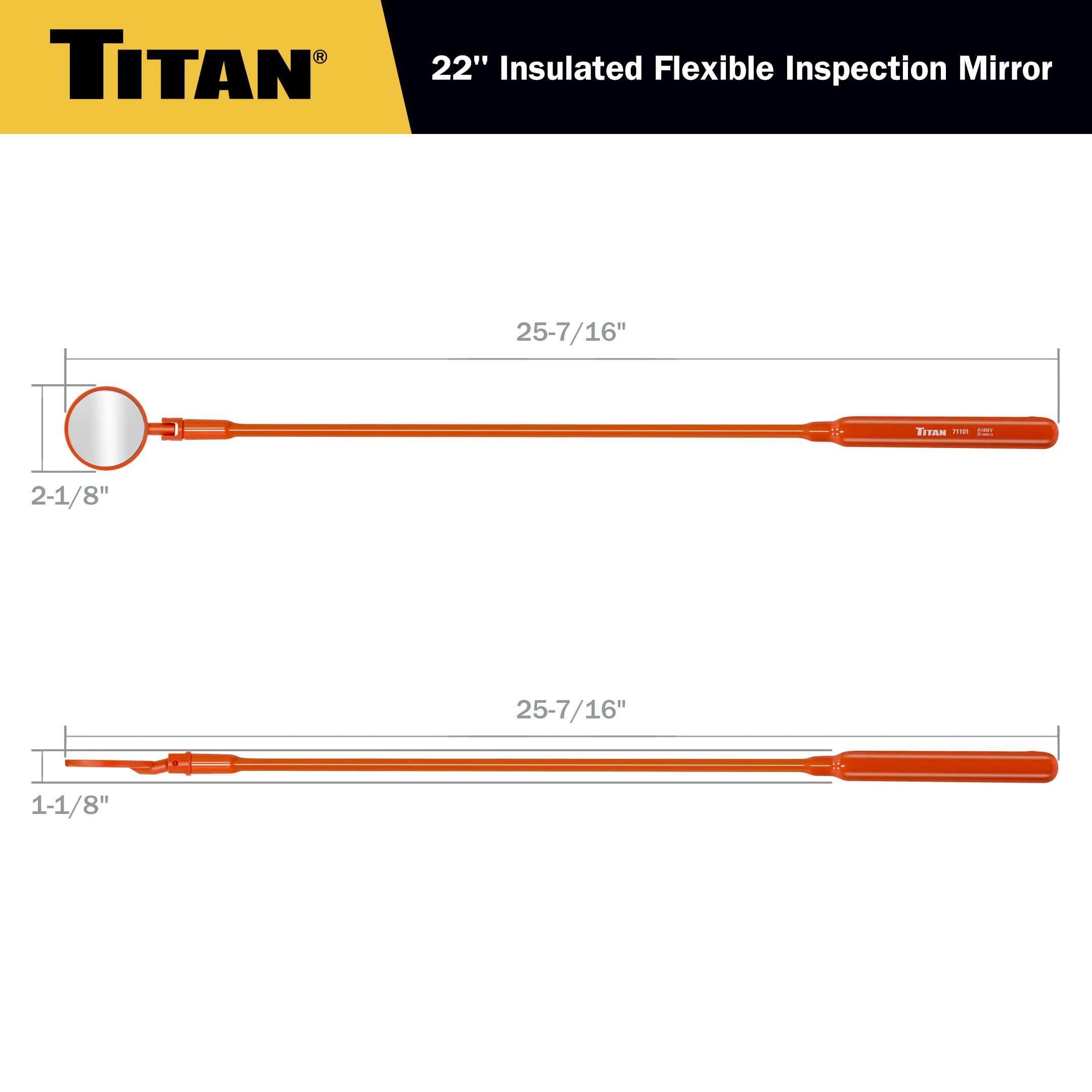Titan 71101 Espejo de inspección flexible aislado VDE de 22 pulgadas