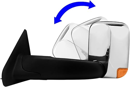 Miniatura 3 de Auto Dynasty Par de espejos retrovisores laterales cromados con luz de señal ámbar compatibles con Dodge Ram 1500 2500 3500 02-09