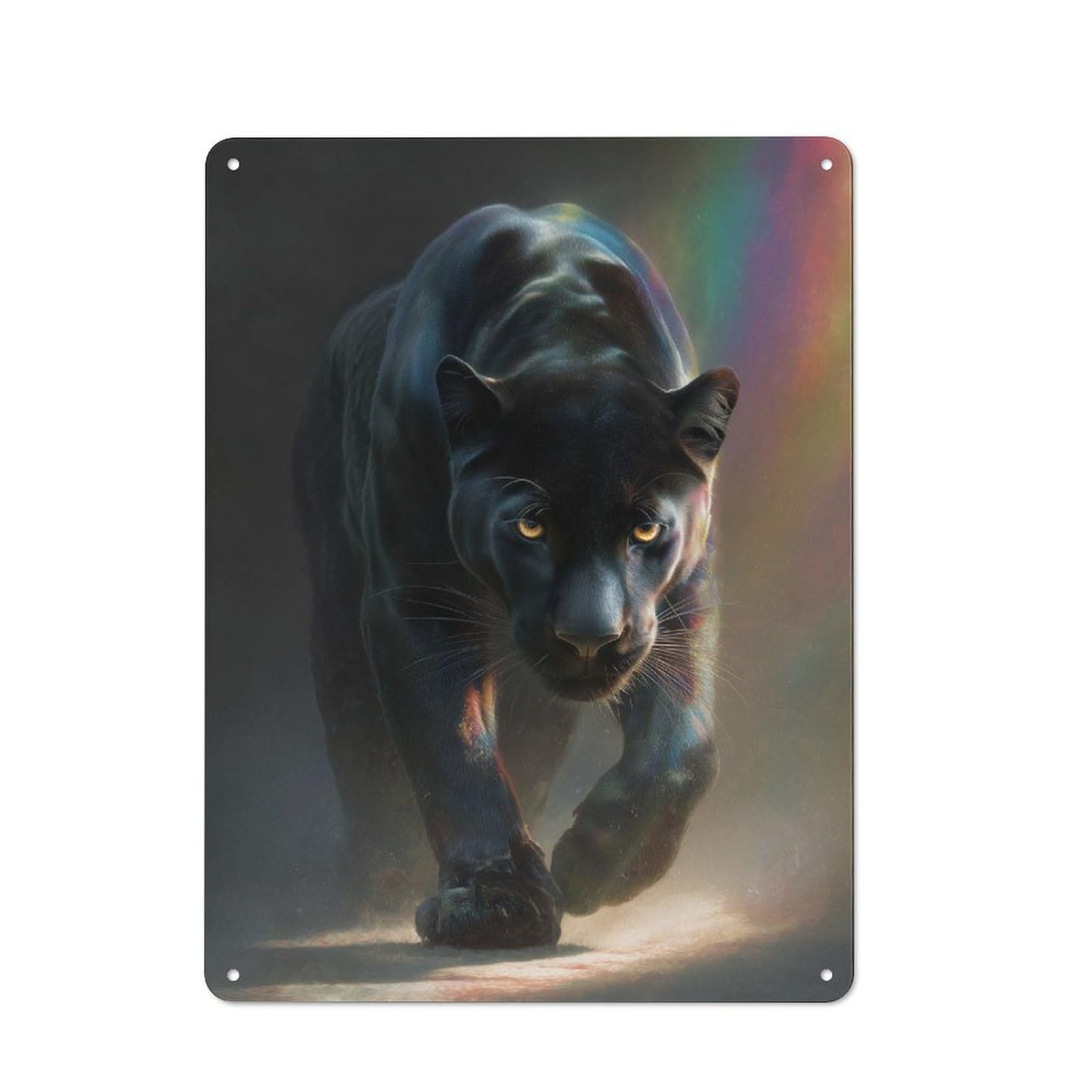 Junmoney Panther With Rainbow Retro Tin Sign 40X30cm For Pub Or Café, For Collectors Building A Themed Wall Display