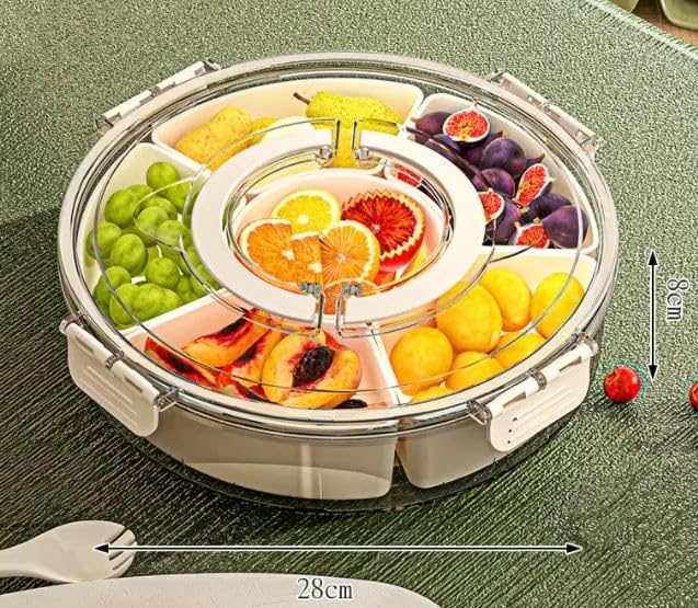 Image of Portable Divided Serving Tray Multi Purpose Large Kids Snack Spinner Snackle Box