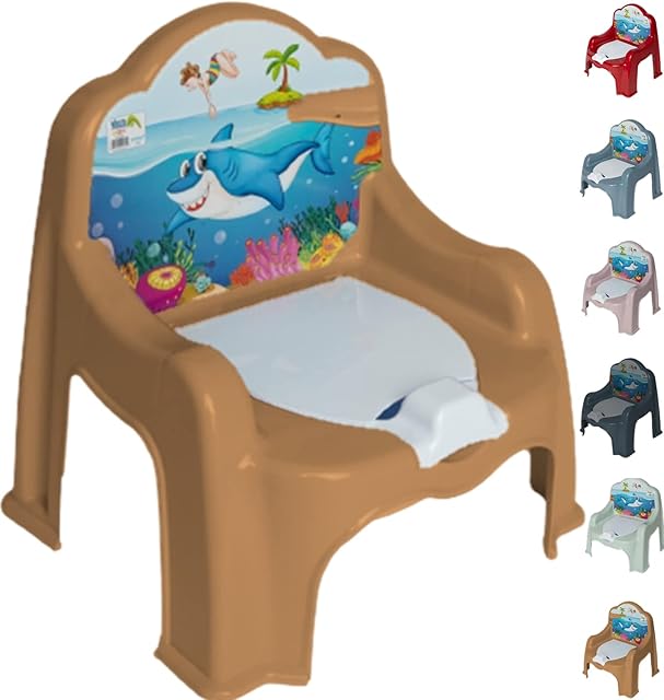 Kinza Collection - Baby Toddlers Kids Potty Training Chair Toilet Seat Plastic Lid (Brown Color) Portable Chair - Removable Washable Pot & Lid Indoor & Outdoor use (One Size, Brown)