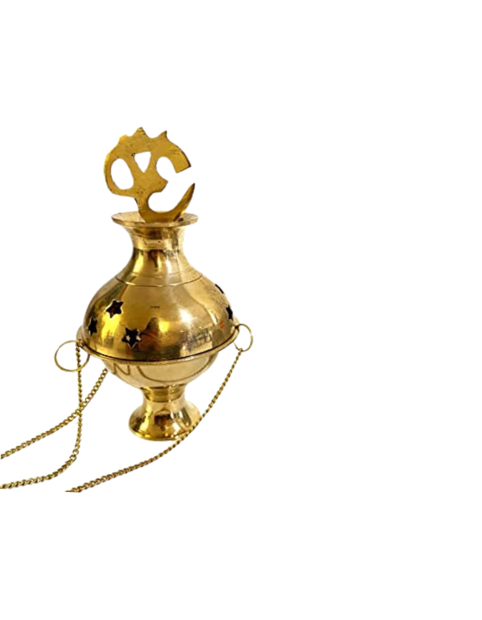 Pentacle Premium Brass Hanging Incense Burner Censer Charcoal Cone Incense Burner with Chains 7