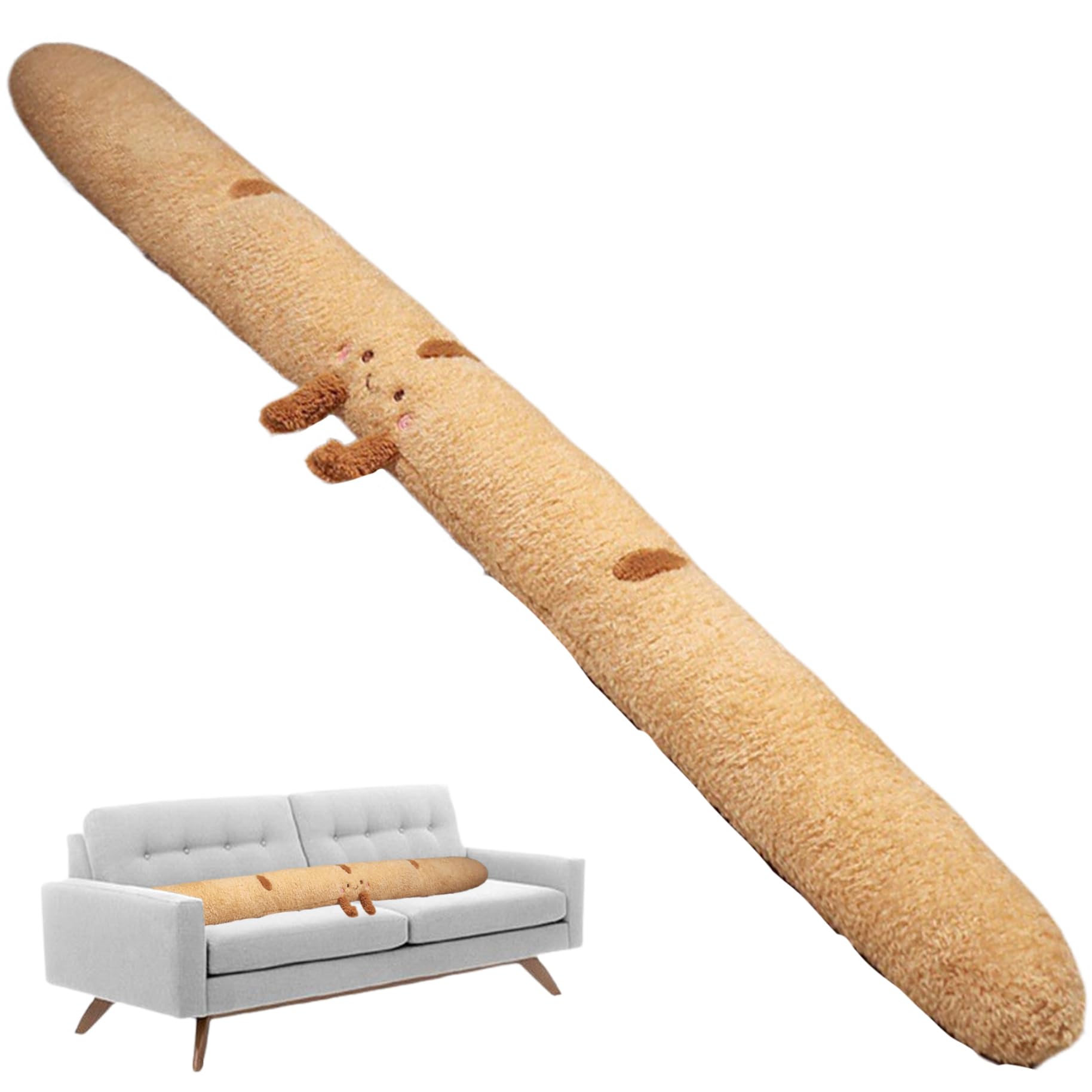Comebachome Brown Bread Pillow Cute Plush 47" Long Food Plushies Soft Cartoon Body Pillow For Sleeping Hugging Decorative Zippered Washable Full Body For Bed, Couch, Decoración Del Hogar