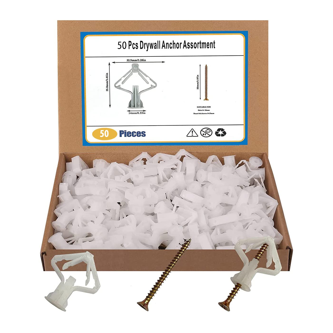 KIRIN Drywall Anchors Assortment Kit with Stainless Steel Screws Heavy