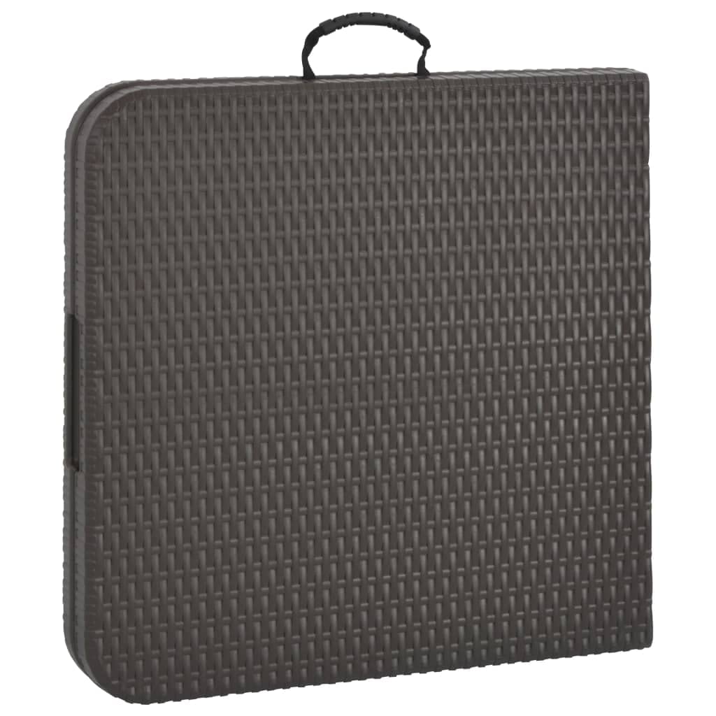 Tavolo da giardino pieghevole, marrone, 120 x 60 x 74 cm, resistente alle intemperie, effetto rattan, per terrazza, balcone, giardino, esterno, salvaspazio, stabile, facile da pulire