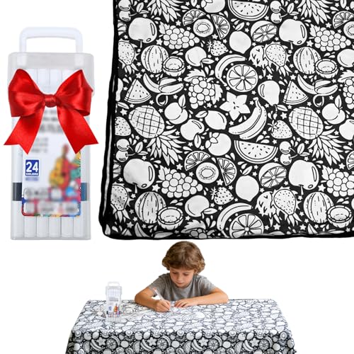 GDGJWL DIY Color Your Own Blanket with 24 Washable Markers Customizable Fuzzy Velvet Blanket for Creative Personalization Artistic Home Decor & Cozy Gift Idea