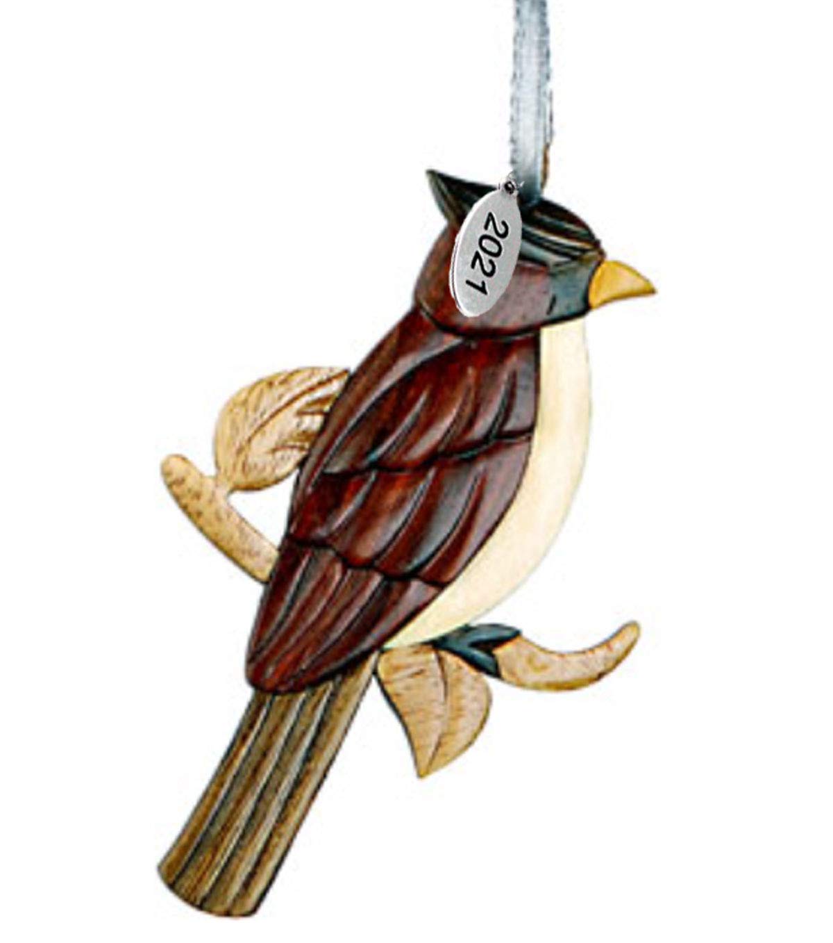 Bird Ornaments - Cardinal Christmas Ornament 2023 Cardinal Memorial Ornament Two-Tone Wood Christmas Ornament - Intarsia Design - Comes in A Gift Box So It's Ready for Giving