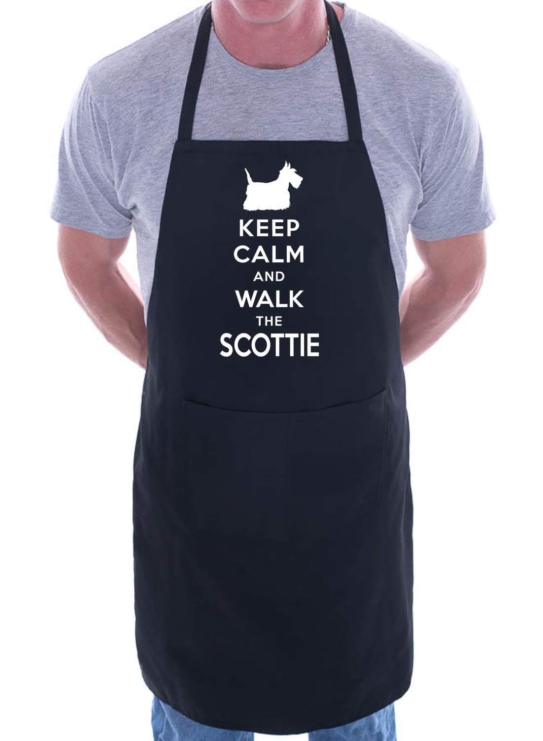 Print4U Keep Calm & Walk The Scottish Terrier Apron Cooking Novelty BBQ Gag Gift Present For Dog Lover Ladies Mens Black