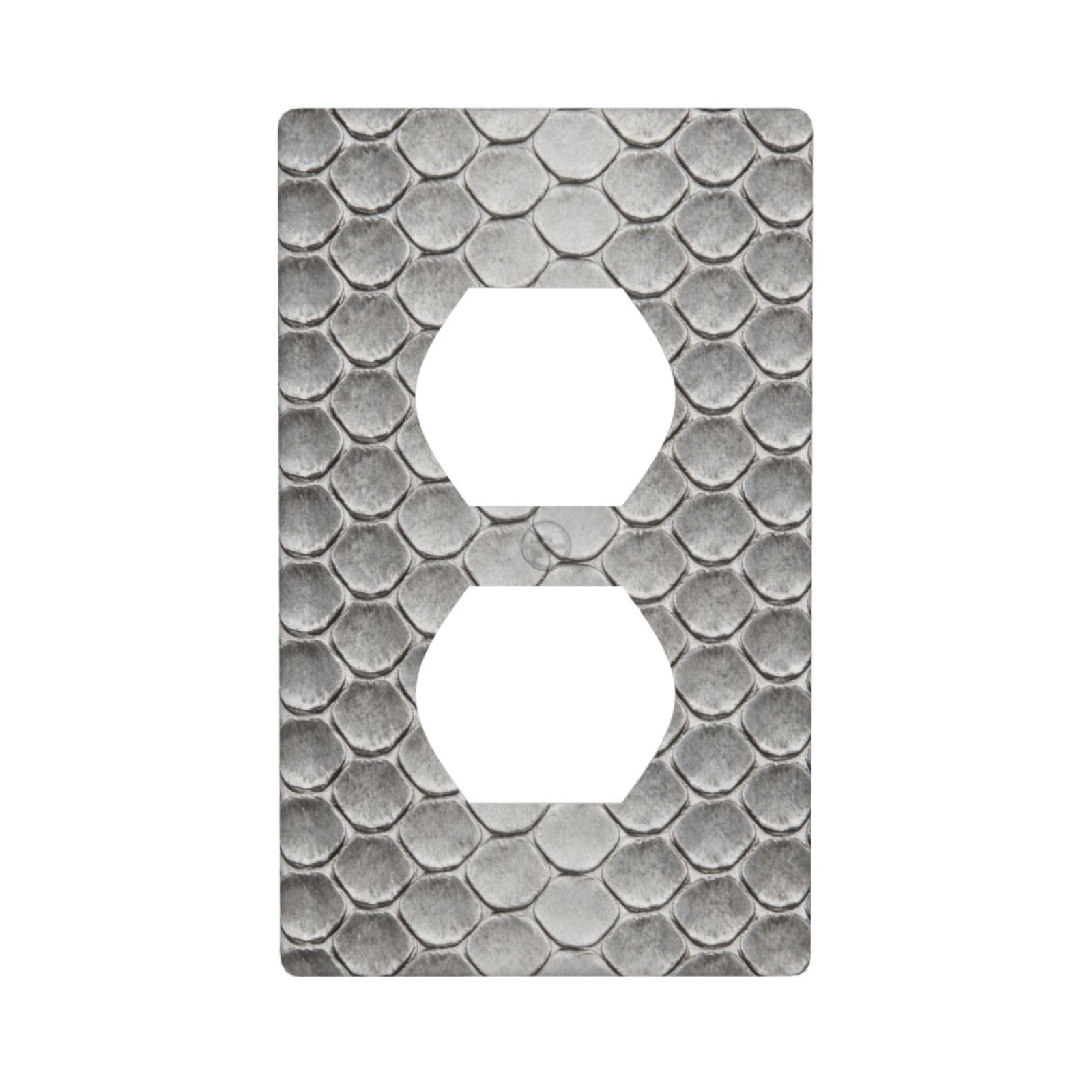 Gray Snakeskin Scale Decorative Switch Plate Cover-Unbreakable Polycarbonate Wall Plate for Home Office, 1 Gang with Screws