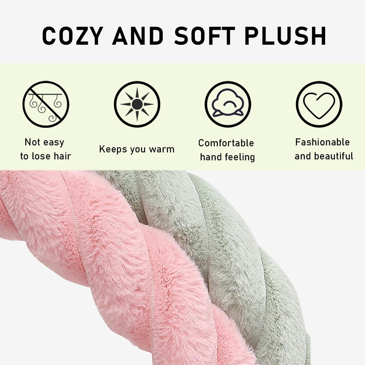 Fluffy Car Steering Wheel Cover, 15 Inches Anti-Slip Round Fuzzy Winter Steering Wheel Protector, Soft Warm Plush Steering Wheel Cover for Women Girls, Car Accessories (Pink, D-Shaped) - Image 5