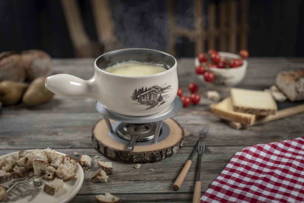 KUHN RIKON Caquelon Chalet 17 cm Keramik Käsefondue Topf, 1,6 Liter, für 2-3 Personen