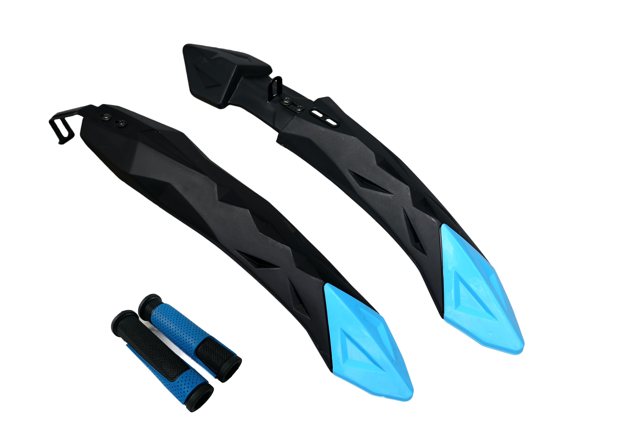 Shrenik Cycle Mudguard Grip Set Combo Compatible 24, 26 Inch Cycles Flying Bicycle Fender Plastic Front Back || Handlebar Grip Soft Rubber Non Toxic 12.5cm Multicolor (Blue)-image-33