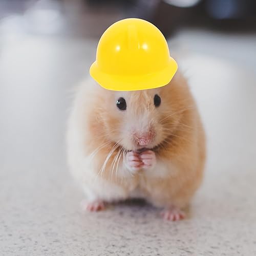 Miniatura 5 de jojofuny Sombrero duro de construcción 40pcs Mini sombrero de construcción plástico mascota miniatura muñeca sombreros