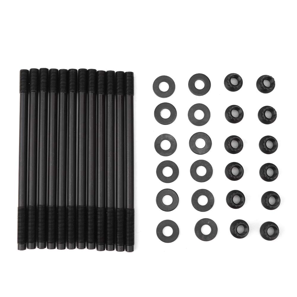 Kit di prigionieri per testata cilindri, bulloni motore in acciaio legato ad alte prestazioni, rondelle e dadi per motori turbo Impreza EJ20 EJ25, 12 pezzi.