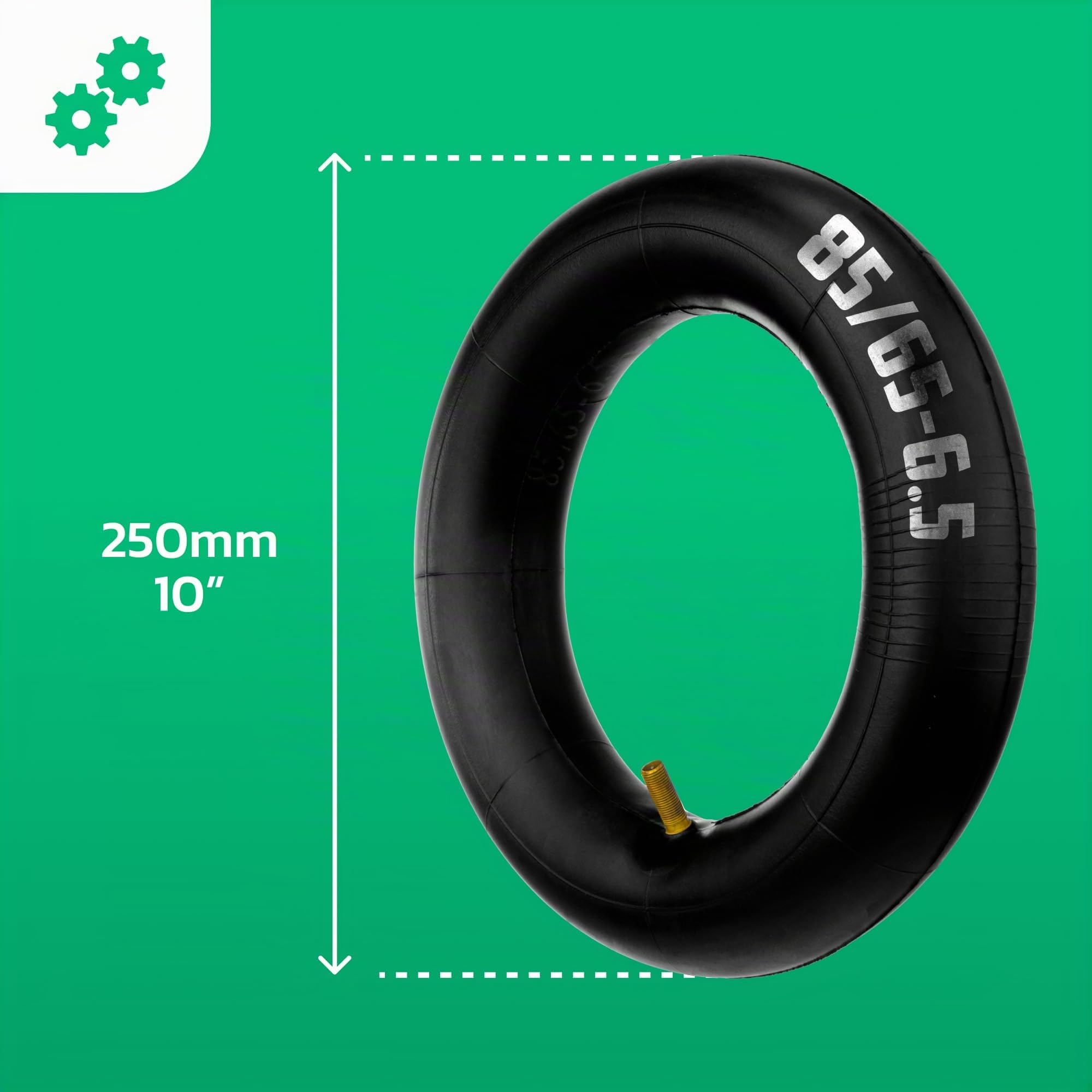 MOOVMOOV - 2 Cámaras de Aire 85/65-6.5 (10 Pulgadas) con Válvula Derecha | para Patinete Eléctrico, Hoverboard, Mini Scooter | Compatible con Neumático 85-65-6.5/10 o 10x3.00-6.5