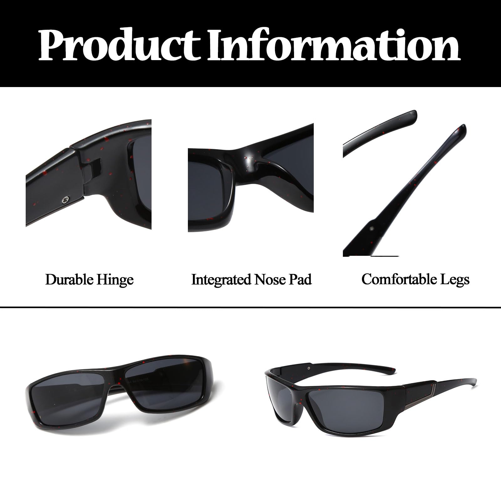 LJCZKA Polarised Sport Sunglasses for Men Women Wrap Around Sport Glasses UV400 Protection Eyewear for Cycling Fishing Running - Image 4