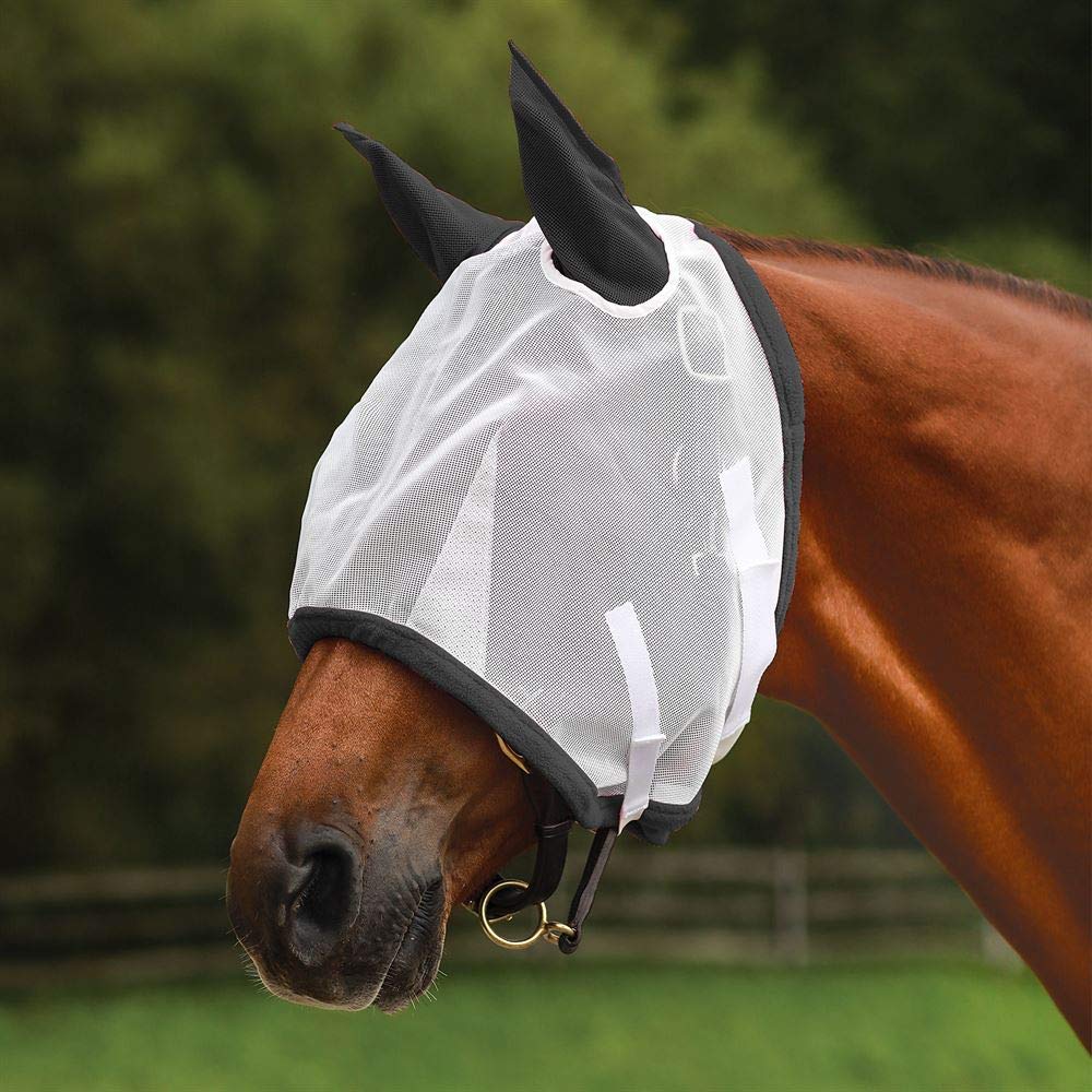 Dura-Mesh Original Fly Horse Masks with Ears | Ultimate Protection & Comfort | 70% UV Shield & Durable Mesh Design | Color Black | Size Full Size