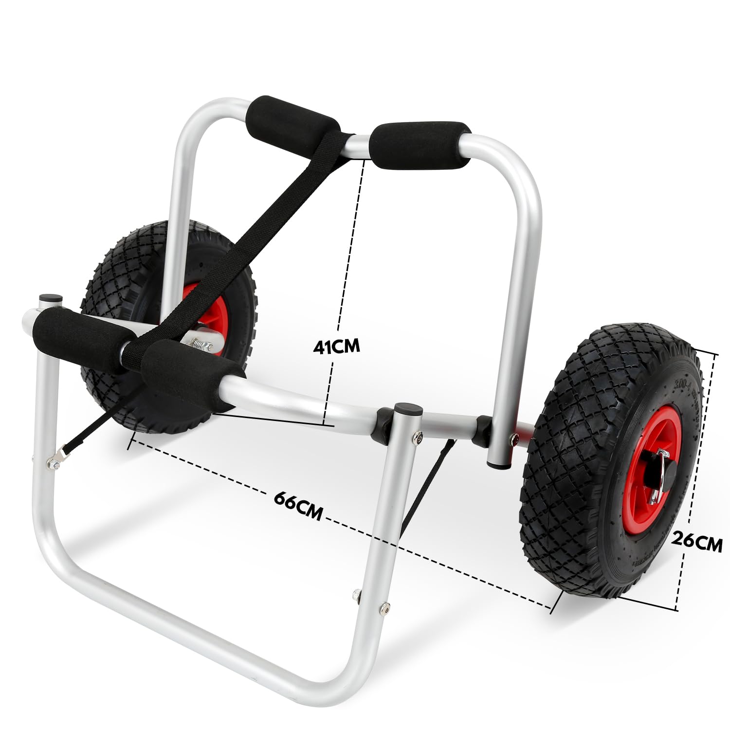 Kajakwagen, Aluminium Kanuwagen Faltbare bis 100 kg,Transportwagen für Boote Kanu oder Kajak,Bootswagen mit Spannriemen,Tragbar Kajakwagen,Bootstrailer für Kanu und Kajakliebhaber,Kanu Trolley
