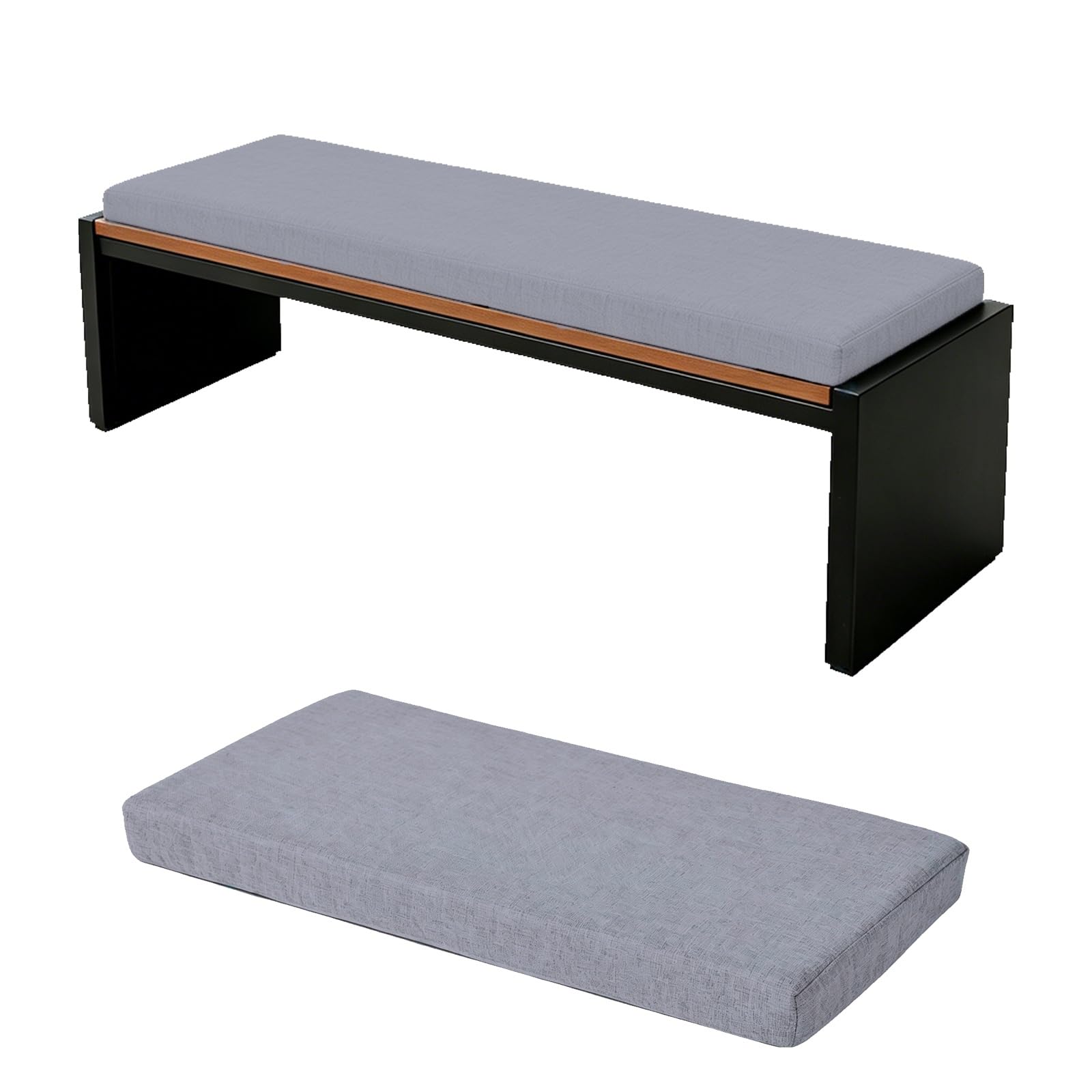 TRQQWEQQ Bench Cushion for Indoor/Outdoor 3cm Thick Chenille Non-Slip Furniture Replacement Cushion Washable Swing Bench Cushions with Zipper for Patio Garden Porch(Gray,12x42in)