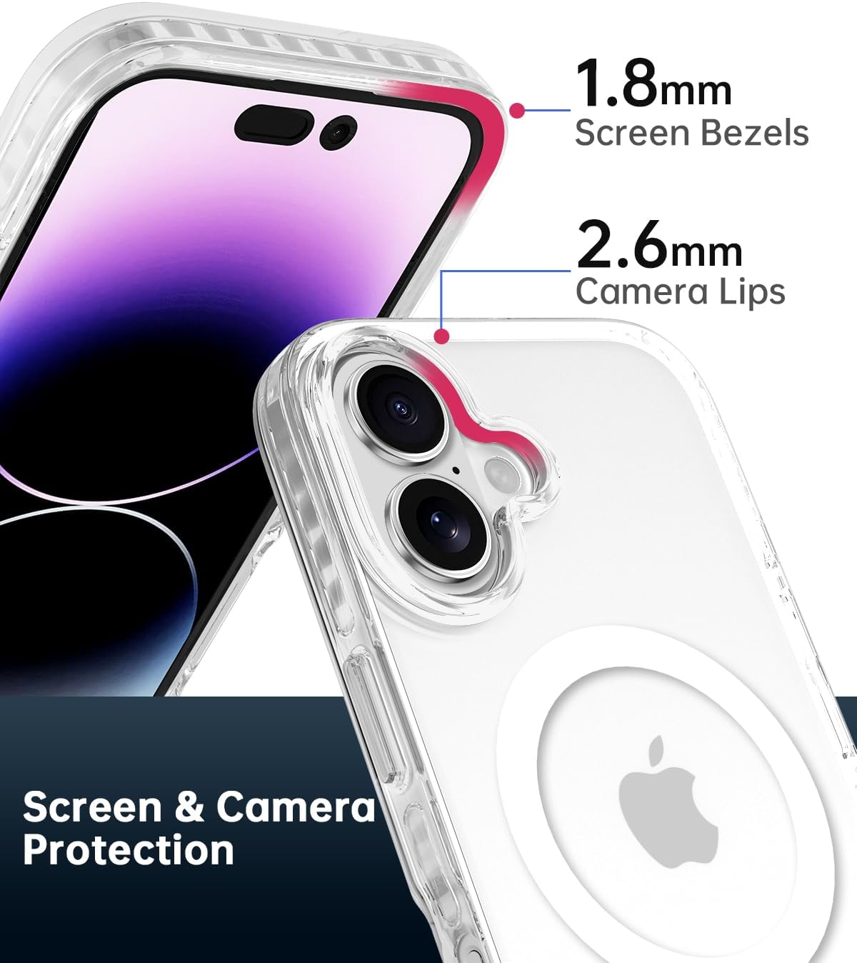 SCORPIFY for iPhone 16 Plus Case [Compatible with MagSafe] with Magnetic Clear Design, [Non Yellowing] Shockproof Phone Cover for Men Women, [10FT MIL-Grade Drop Protection] Slim Bumper