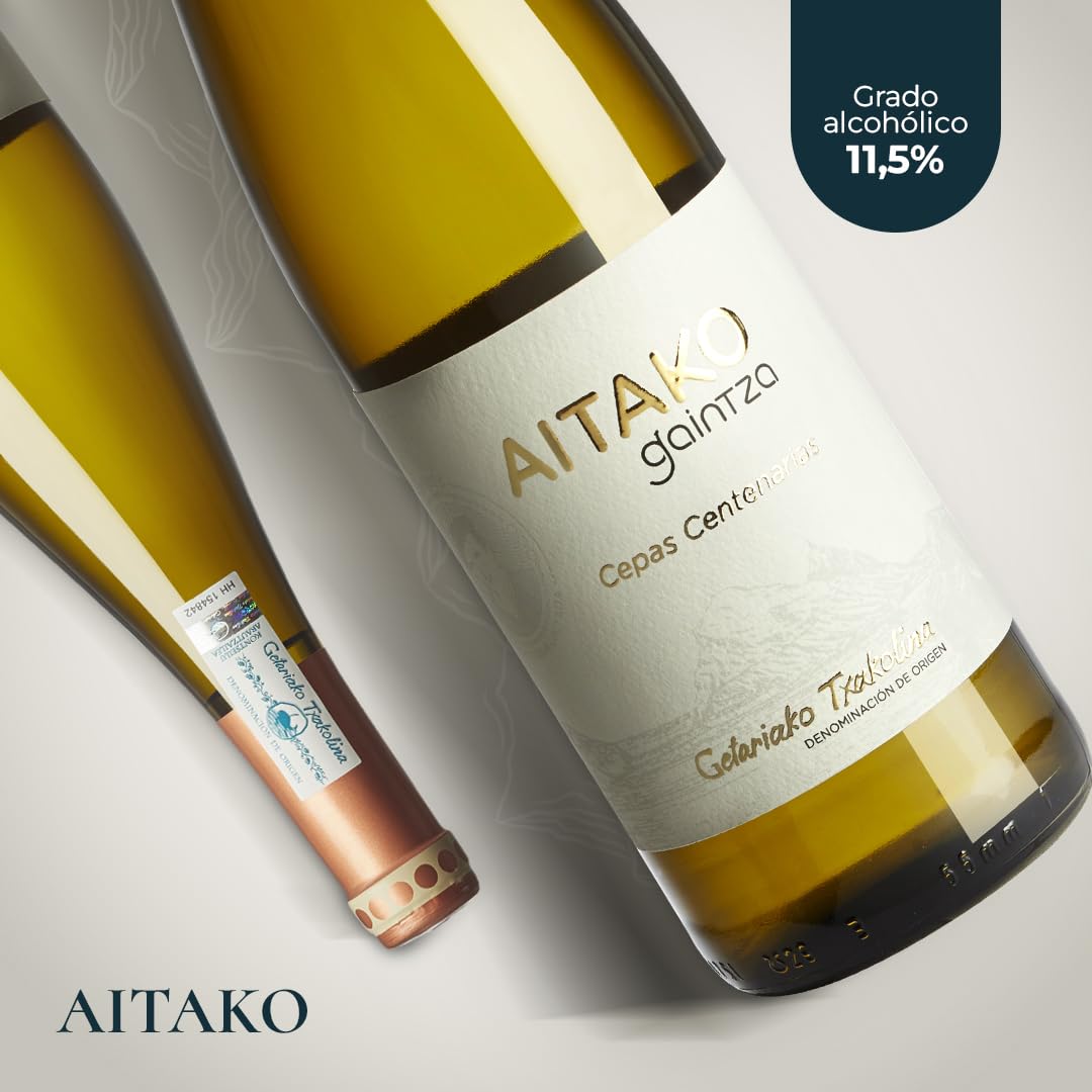 Aitako 2024 – Vino Blanco D.O. Getariako Txakolina – Selección Especial de Viñedos Viejos – 6 Botellas 75cl – Fresco, Mineral y Elegante – Edición Limitada Ideal para Mariscos,Gaintza txakolina