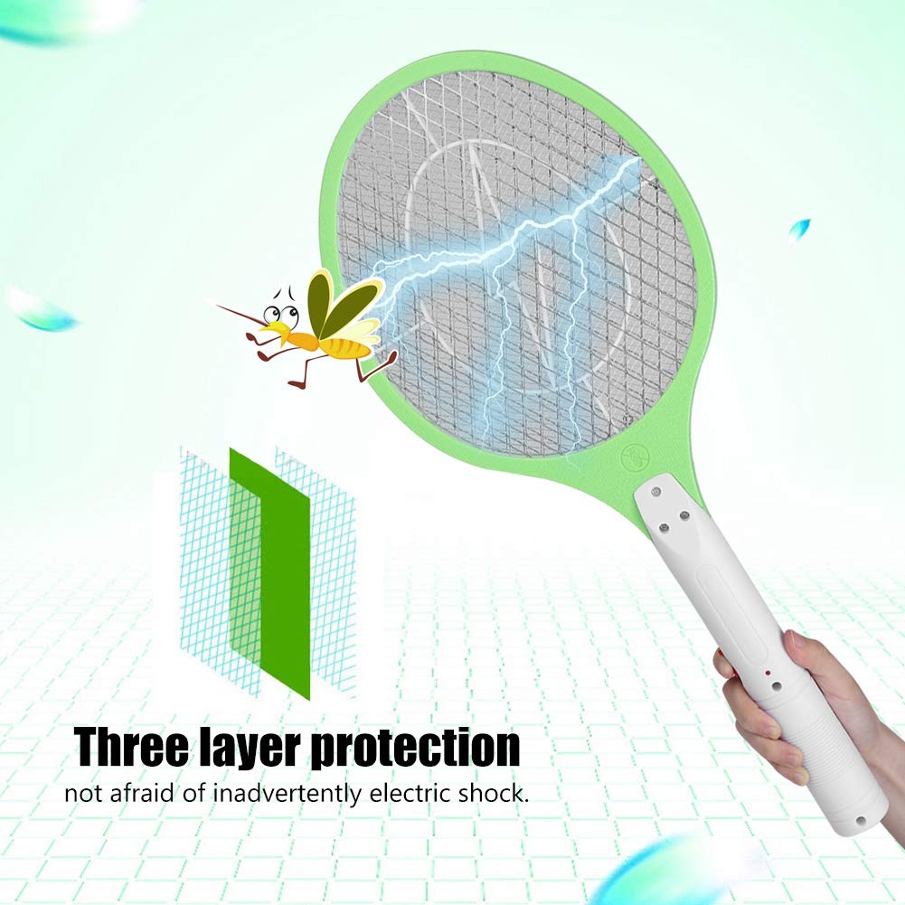 Tueur de Raquette d'insecte d'insectes d'insecte de tapette Rechargeable de tapette de Moustique électrique de Moustique pour la Maison/Bureau(Green)
