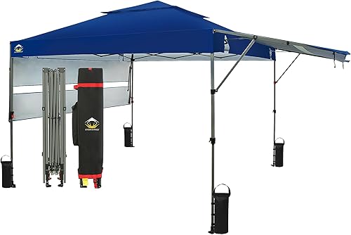 CROWN SHADES Tienda de campaña desplegable de 10 x 10 pulgadas, con bloqueo central, toldo comercial instantáneo con tela revestida de plata 150D,