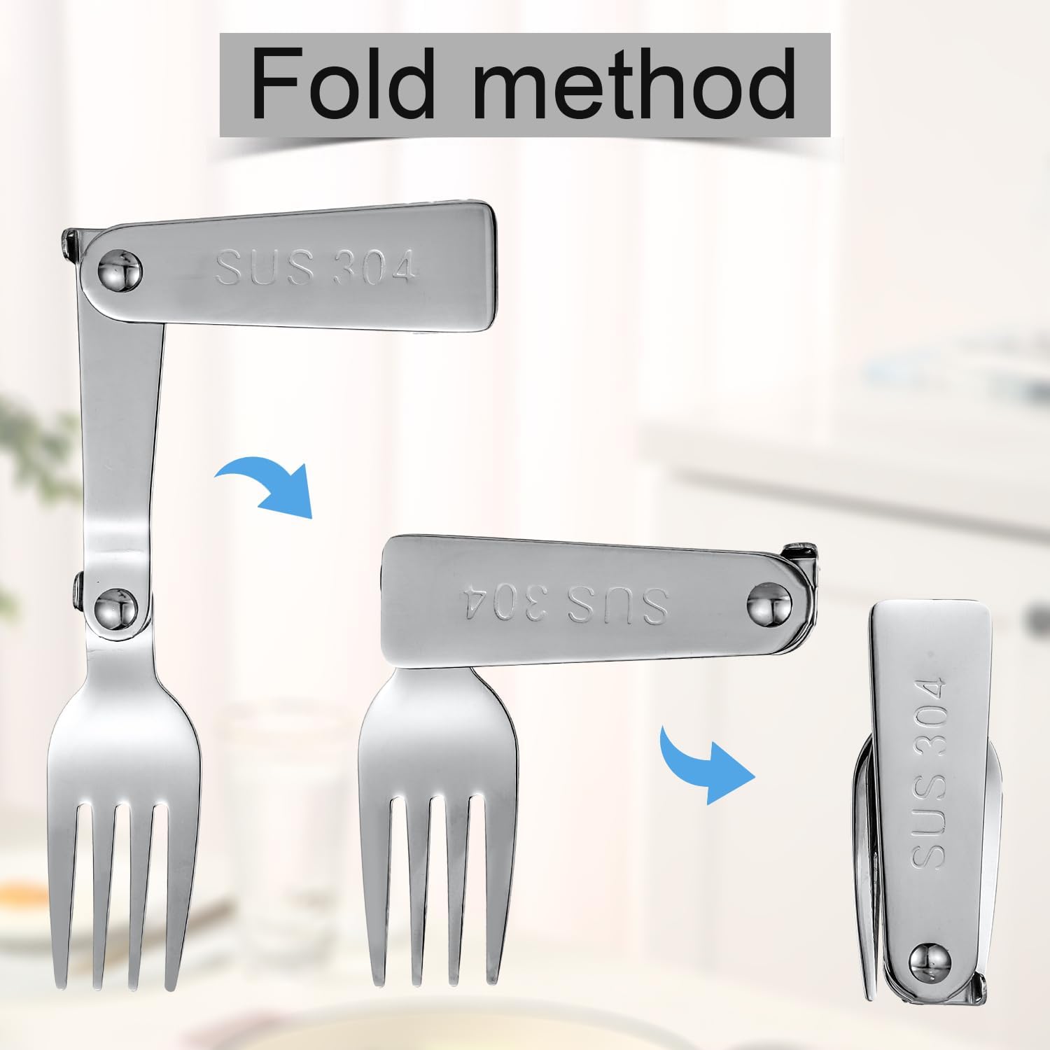 BOXOB 2pcs Silver Stainless Steel Folding Forks, 6.3 Inch, Compatible with THERMOS FUNTAINER 16 Oz Food Jar, Dishwasher Safe, Camping Flatware
