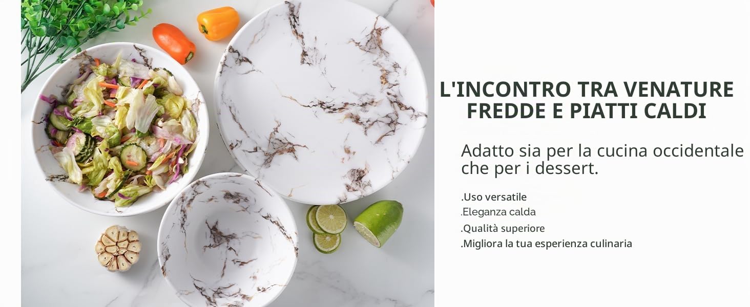 Royal Swiss Servizio da tavola in melamina, 12 pezzi, per 4 persone, infrangibile, lavabile in lavastoviglie e leggero, ideale per casa, giardino, campeggio e picnic, design moderno bianco