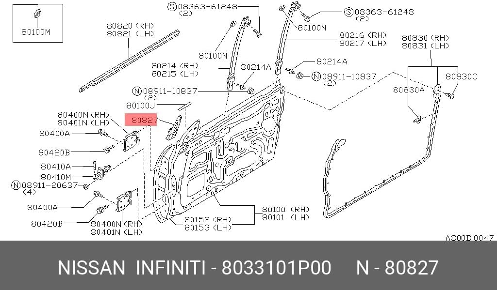 Generic Genuine OEM FAIRLADY Z Z31 300ZX Front Door Corner Rubber 80331-01P00 x2 For Nissan 8033101P00