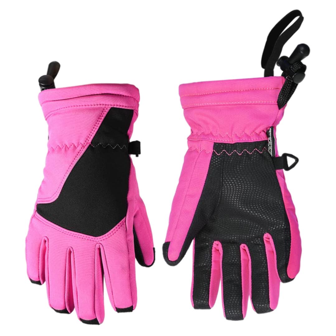 MILEVO Guanti, Guanti Termici, Guanti Termici Invernali, Guanti da Sci for Bambini Guanti Invernali Antivento da Snowboard con Isolamento Termico Rosa S/m (Color : Pink, Size : LXL)