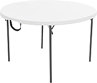 Lifetime 48-Inch Light Commercial Round Folding Table - Durable HDPE, Fold-in-Half, UV-Protected Indoor/Outdoor