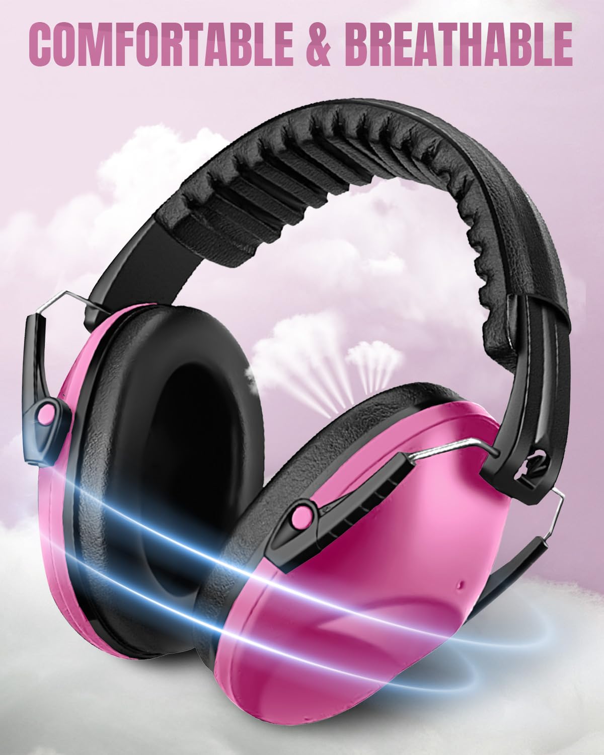 Evolpor Ear Defenders Noise-Canceling & Sound-Isolating Ear Muffs for Kids in Pink Hearing Protection Perfect for Sleep Learning & Noise Reduction - Image 4