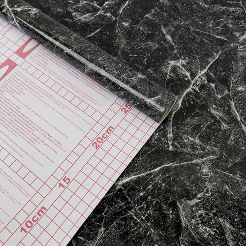 Image of HOMEMATES Self-Adhesive Wallpaper Waterproof Wooden Door Old Furniture Vinyl Stickers Door Wardrobe Desktop PVC Wall Papers 30 X 304 CM- (Black Granite)