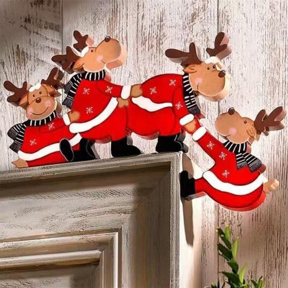 Decoraciones De La Puerta De Navidad De Interior Decoración De La Esquina De La Puerta De Navidad De La Señal Decoración Casera Interior Ornamento Divertido De La Navidad Para la Puerta (Elk)
