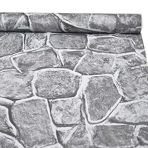 3D Stone Wallpaper, H2MTOOL Removable Self Adhesive Rock Wallpaper Gray (17.7â€ x 78.7â€, Grey)