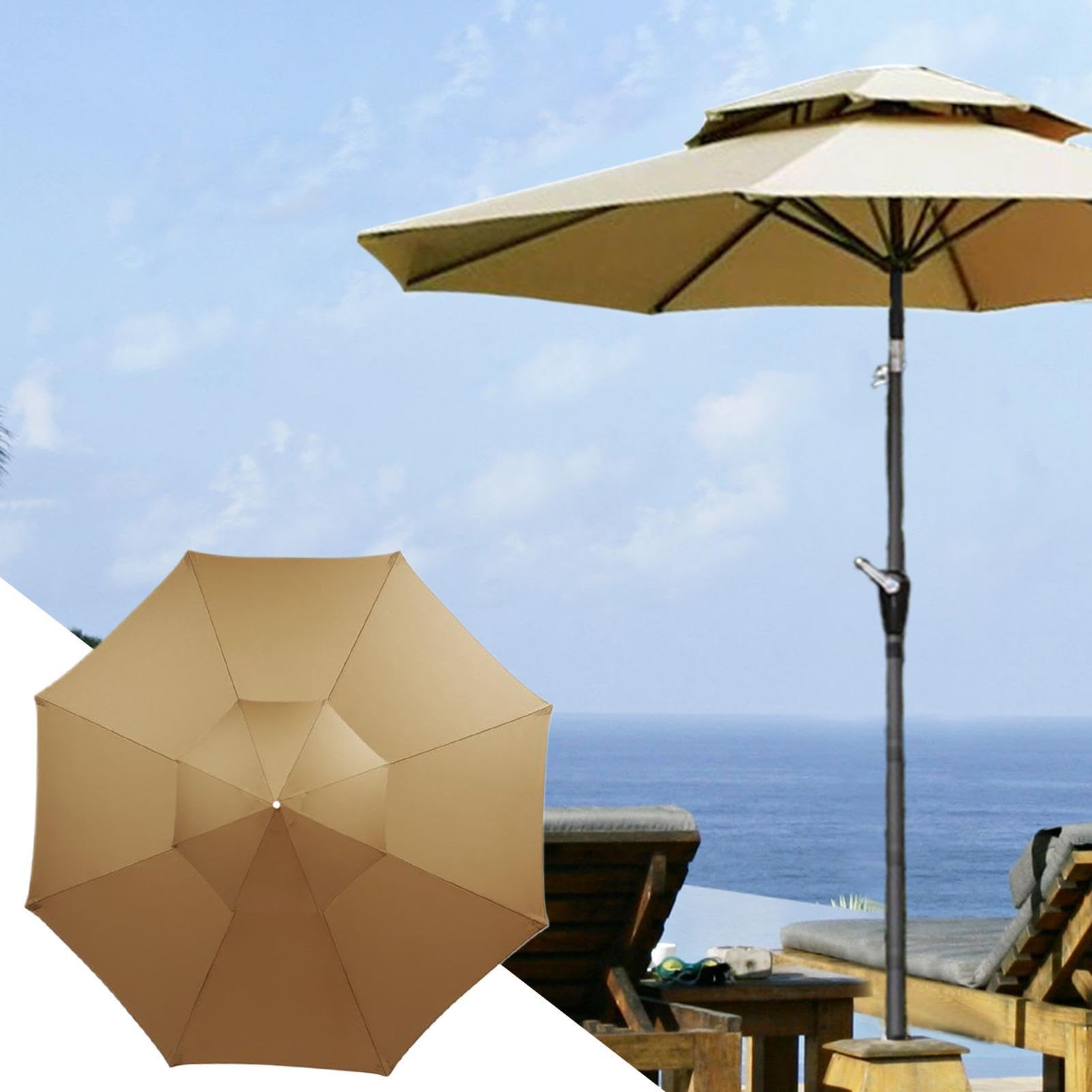 Toit de Remplacement pour Parasol Fixation 8 Baleines Protection UV