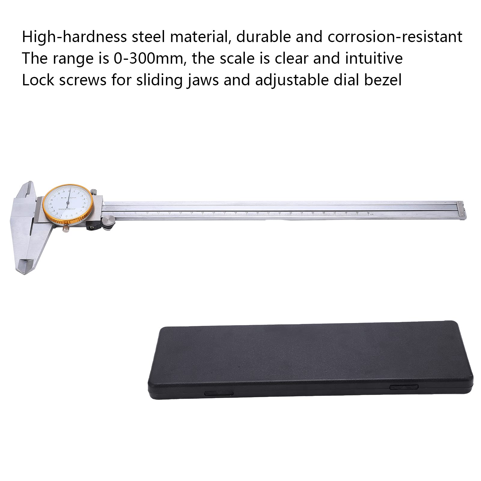 Calibro a corsoio da 0 a 300 mm Quadrante trasparente Righello di misurazione portatile in acciaio 002 mm Per la lavorazione dei metalli Lavorazione del legno Misurazione
