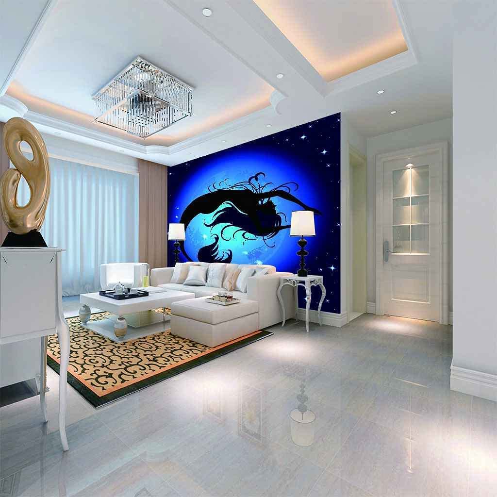 Estilo Europeo 3D Sirena Del Mar Murales Fotográficos Papel Tapiz Sala De Estar Hotel Fondo De Lujo Pintura De Pared Decoración Peel And Stick Carteles De Pared Arte De Pared Au 250(ancho)x175(alto)cm