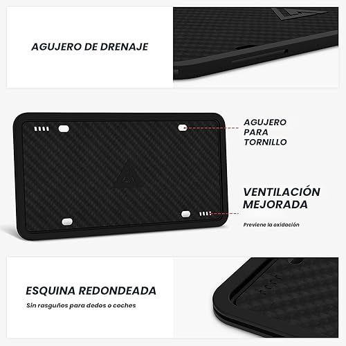 Miniatura 8 de Aujen Marcos de silicona para matrícula, paquete de 2 soportes negros de apertura lateral con fácil instalación, cubierta de matrícula sin