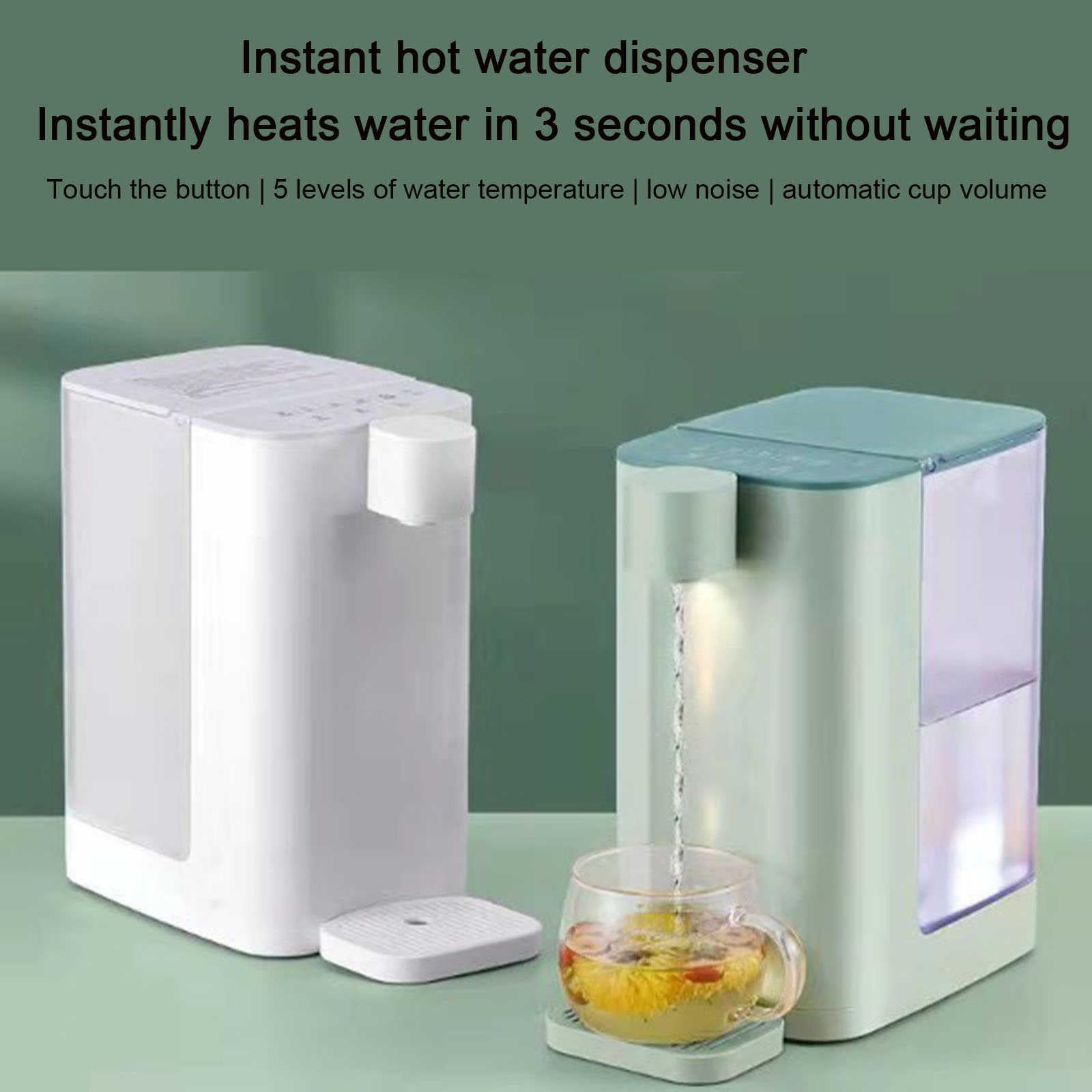Dispensador de agua caliente instantáneo, dispensador de agua eléctrico de 3 litros con interruptor de sensor, portátil de 2100 W para el hogar y la oficina