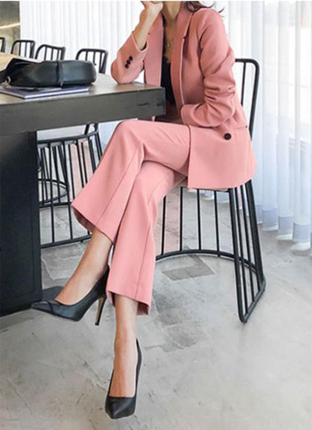 Donna Ufficio Signora Suit Due Pezzi Outfit Giacca Pantaloni Personalizzati per Affari quotidiani