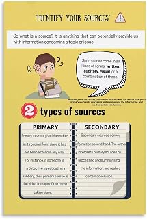 Primary And Secondary Sources Poster Study Skills Wall (7) Canvas Painting for Living Room Bedroom Decor 12x18inch(30x45cm) Unframe-style