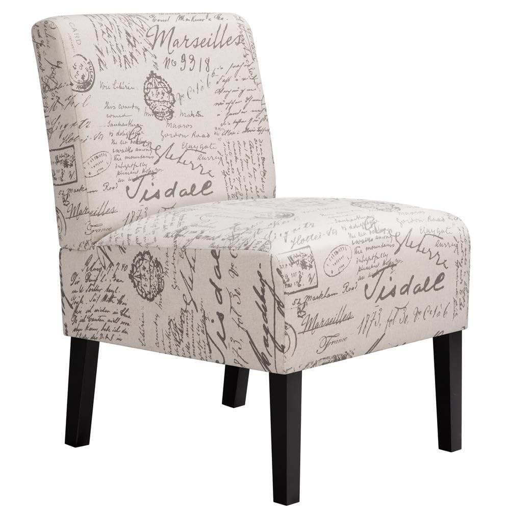 Yaheetech Tub Chair Comfy Accent Side Chair with Solid Wooden Legs for Dining Room Bedroom Living Room Letter Print