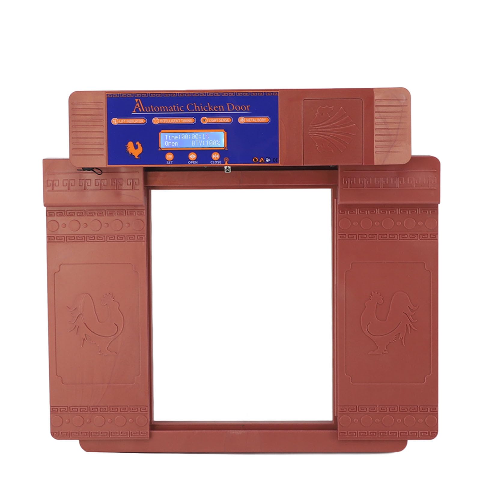 Puerta de Gallinero, Alarma Antitrampa con Batería Baja. Abridor de Puerta de Gallinero para Granja (Bronce)