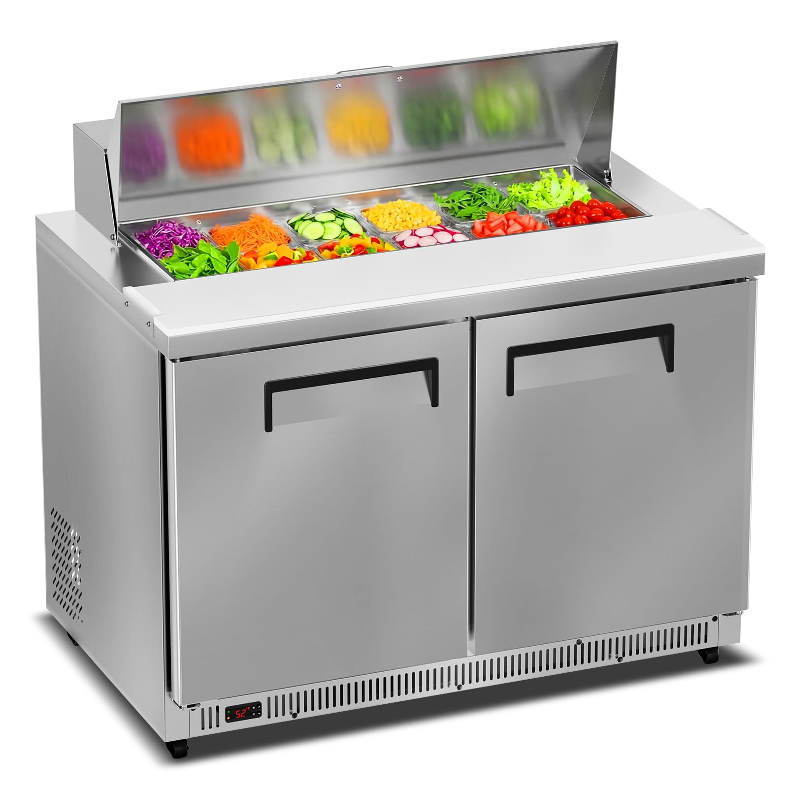 Tylza 48" Commercial Sandwich Salad Prep Table 12.7 Cu.Ft Stainless 2 Door