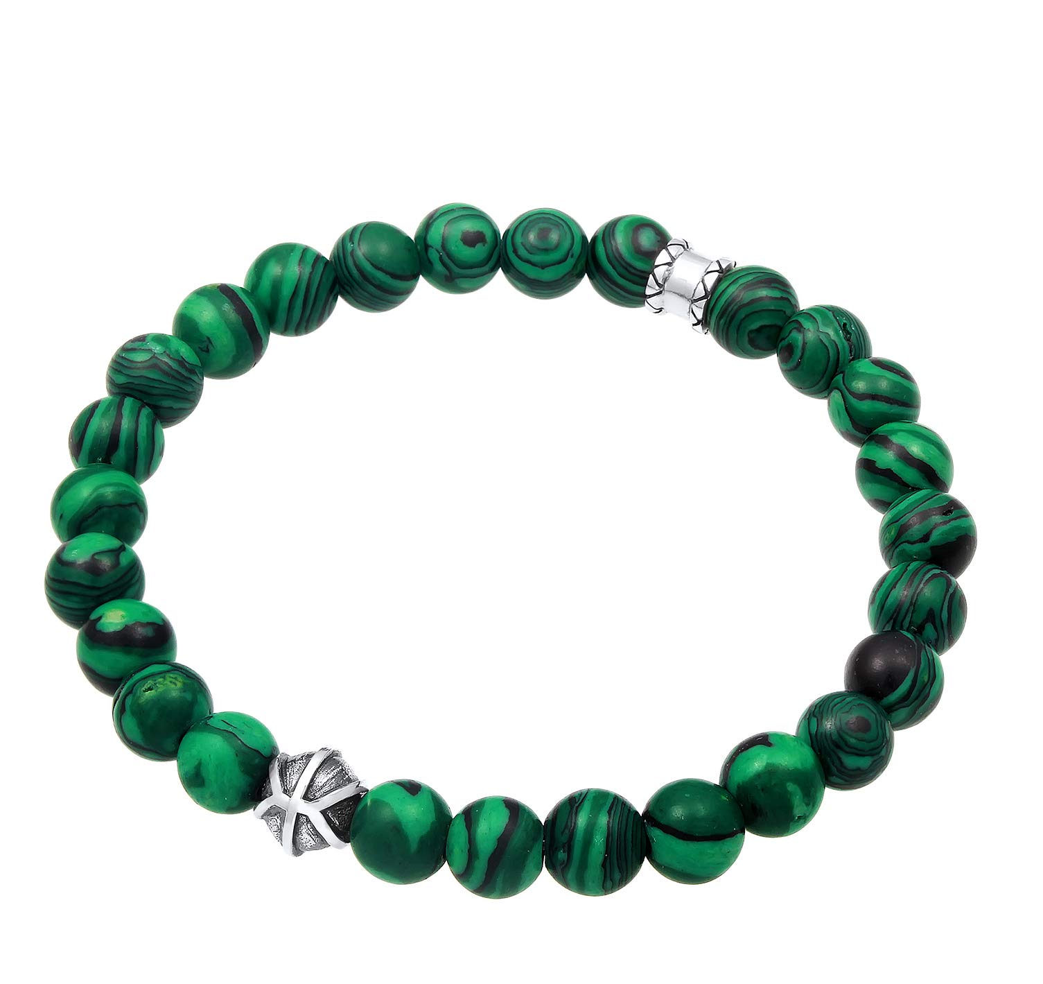 Kuzzoi Buddha Herren Armband mit grünen Achat Edelstein Perlen | Anhänger Länge 19-23 cm elastisch Yogaarmband Energiearmband 0201820719