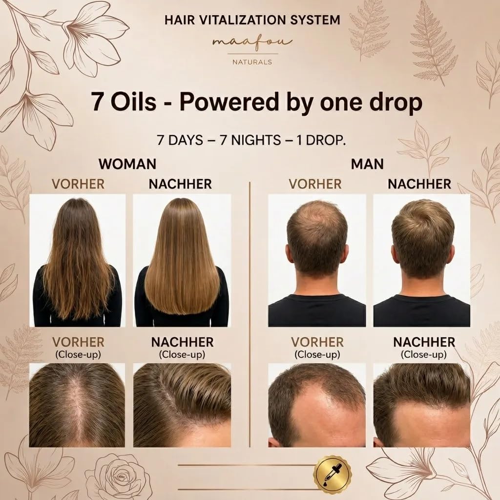 Naturals. SEVEN OILS olejek do włosów i brody (100 ml) – naturalna siła 7 w 1 z olejem rycynowym, olejkiem arganowym i olejkiem jojoba dla wzrostu i połysku włosów – przeciw puszeniu się i
