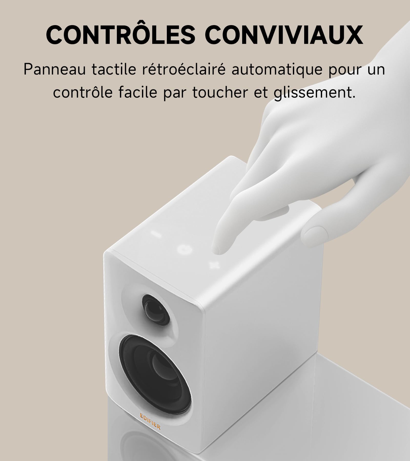 Edifier M60 2.0 Haut-parleurs Bibliotheques Bluetooth 5.3 66W RMS Audio Hi-Res LDAC Basses 3" Tweeter 1" USB-C AUX Blanc