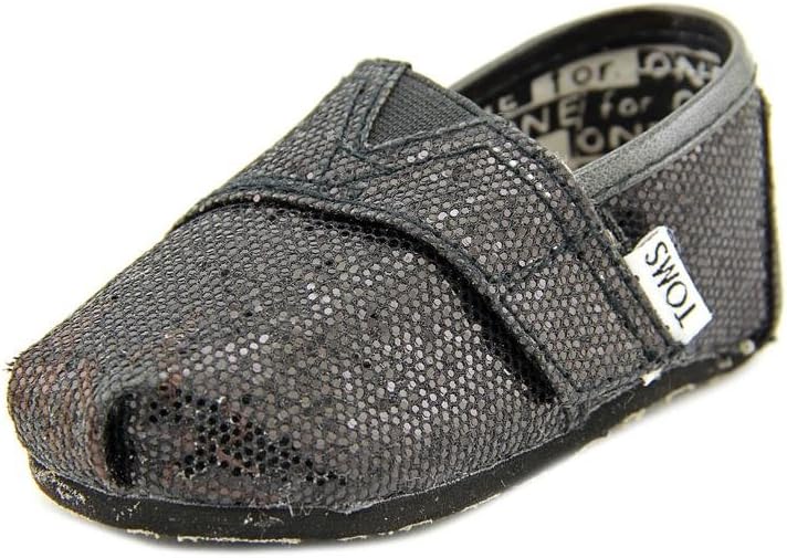 Toms Tiny Toddlers Black Glitter Classic Slip-ons 2 Toddlers